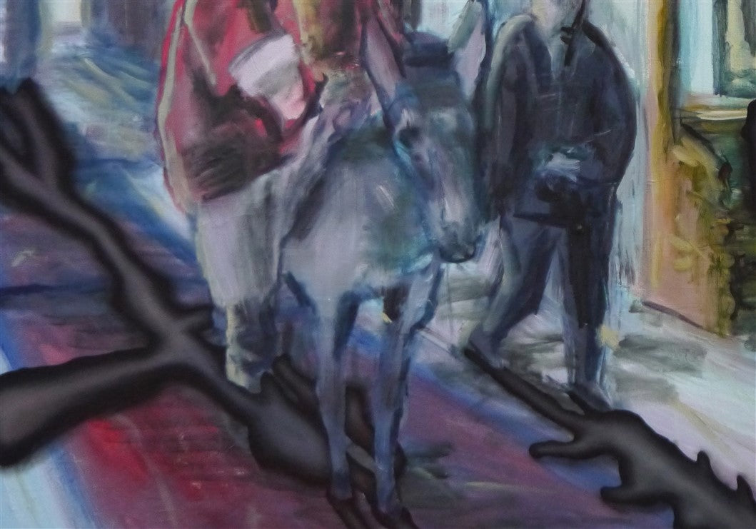 The priest is introduced to the temple on a donkey.