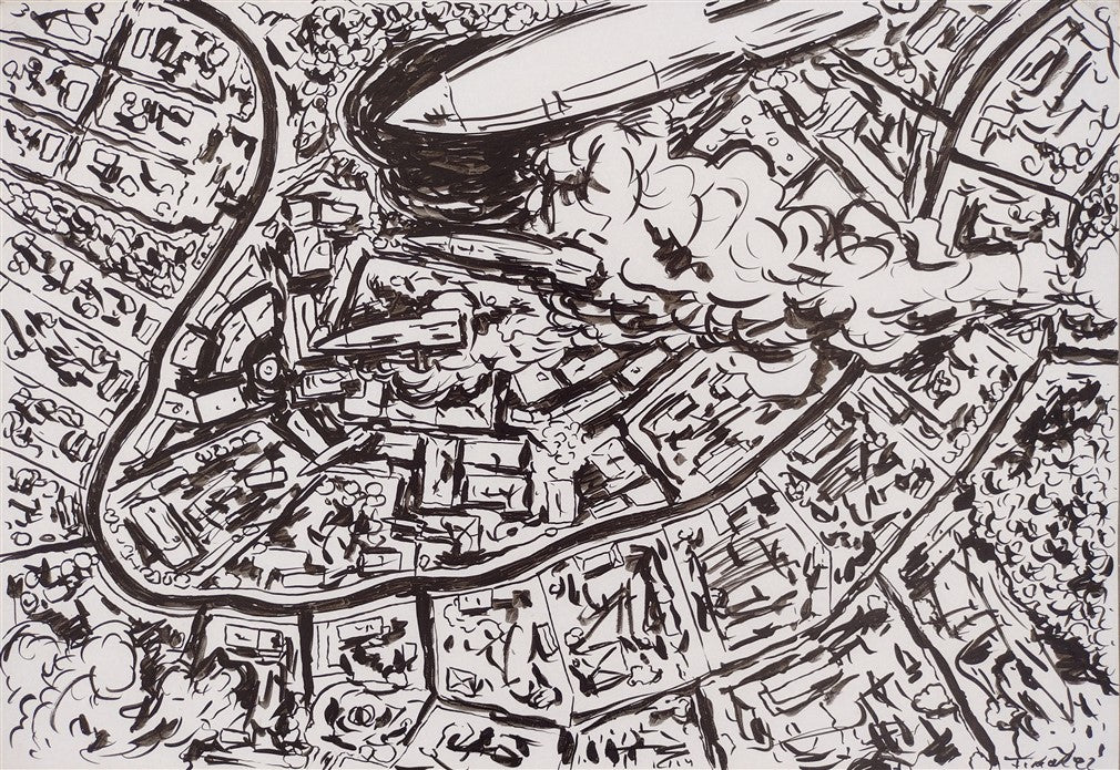 From a bird's eye view.