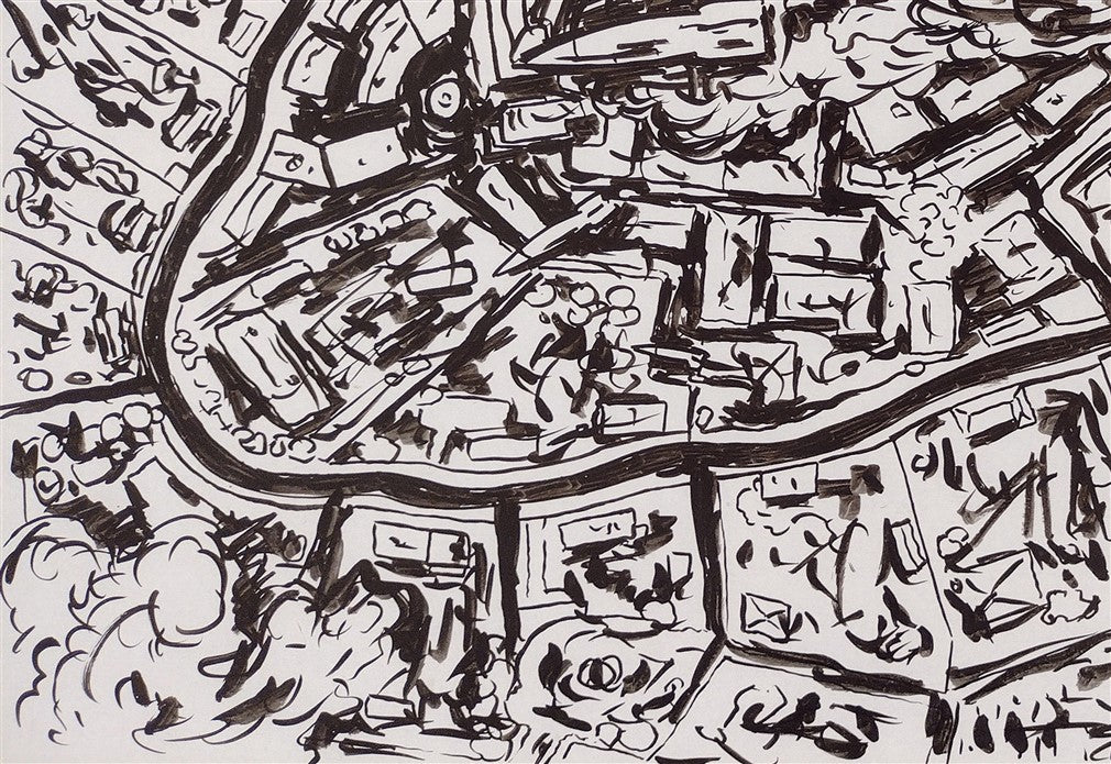 From a bird's eye view.